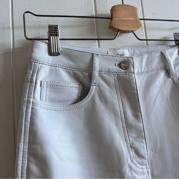 Aritzia Wilfred Melina Birch White Faux Leather High Rise Straight Leg Pant - Picture 11 of 13